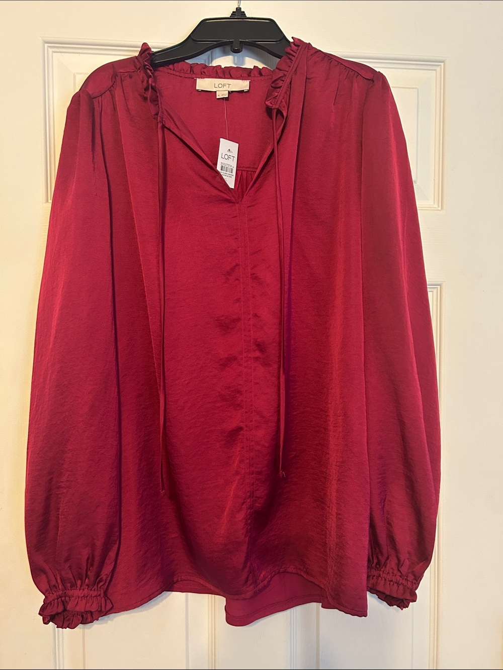 LOFT Ruby Ruffle-Neck Long Sleeve Blouse